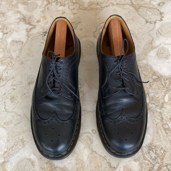 Dr. Martens 11845 Yellow Stitch Leather Wingtip Brogues - Picture 10 of 16